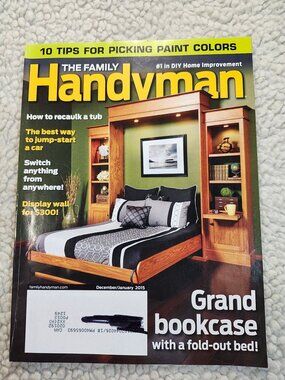 The Family Handyman Magazine Dec/Jan 2015 Grand Bookcase Fold-Out Bed Issue